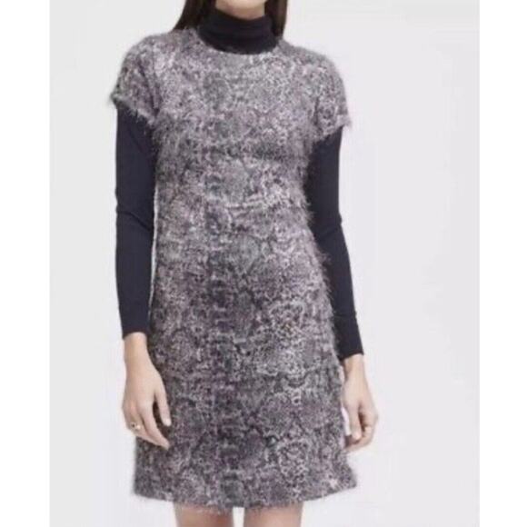 Banana Republic Dress Size 2 XS Women's Snake Gray Fringe Career Sheath Eyelash‎ - Picture 11 of 11